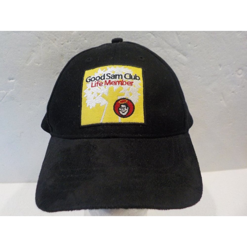 Good Sam Club Life Member RV Ball Cap Hat Embroidered Suede Buckle Back Black